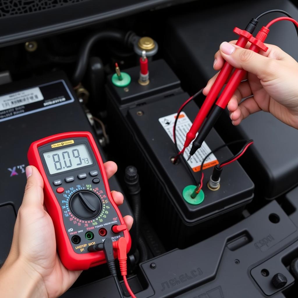 Testing Car Battery with Multimeter