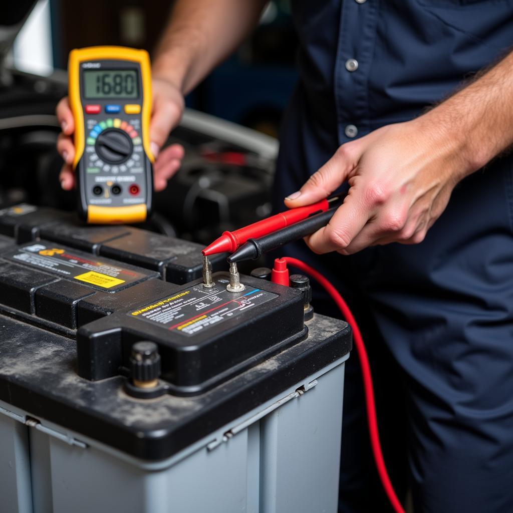 Truck Battery Testing with Multimeter