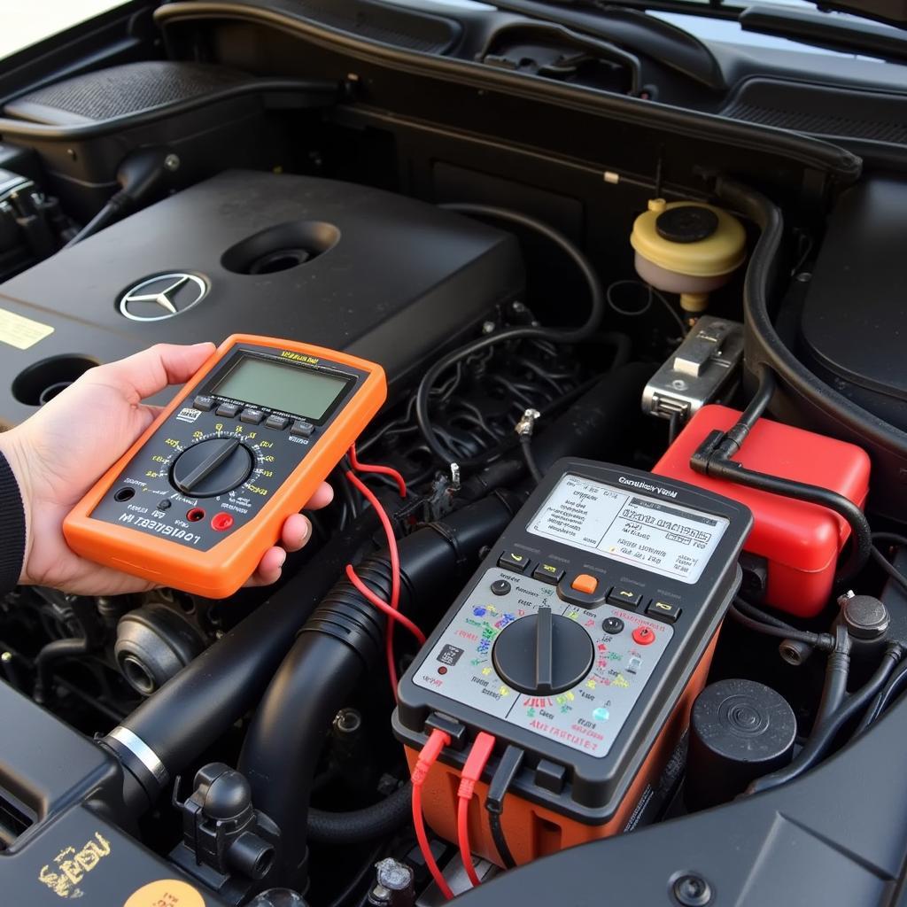 W211 Battery Drain Multimeter Test