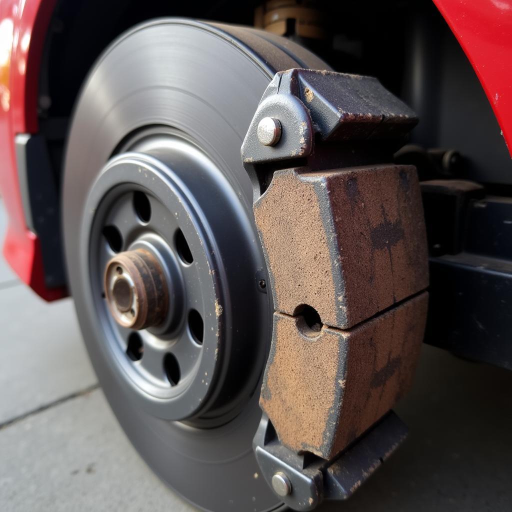 Worn brake pads on a 2015 Toyota Camry