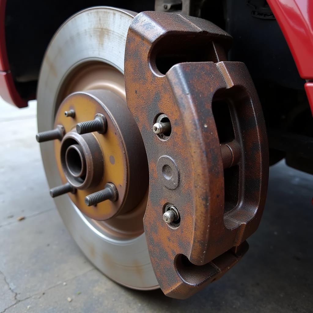 Worn Brake Pads on a BMW 325i