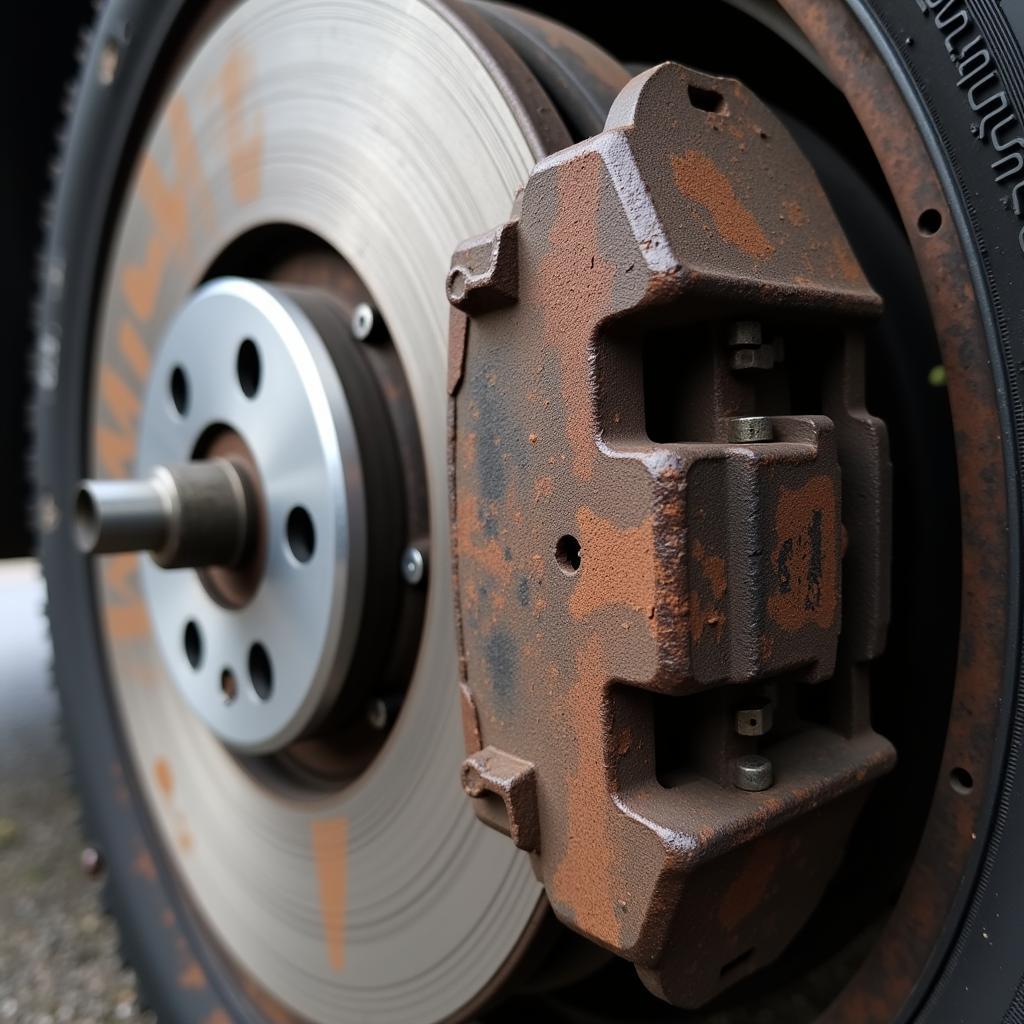 Worn Brake Pads and Rotor