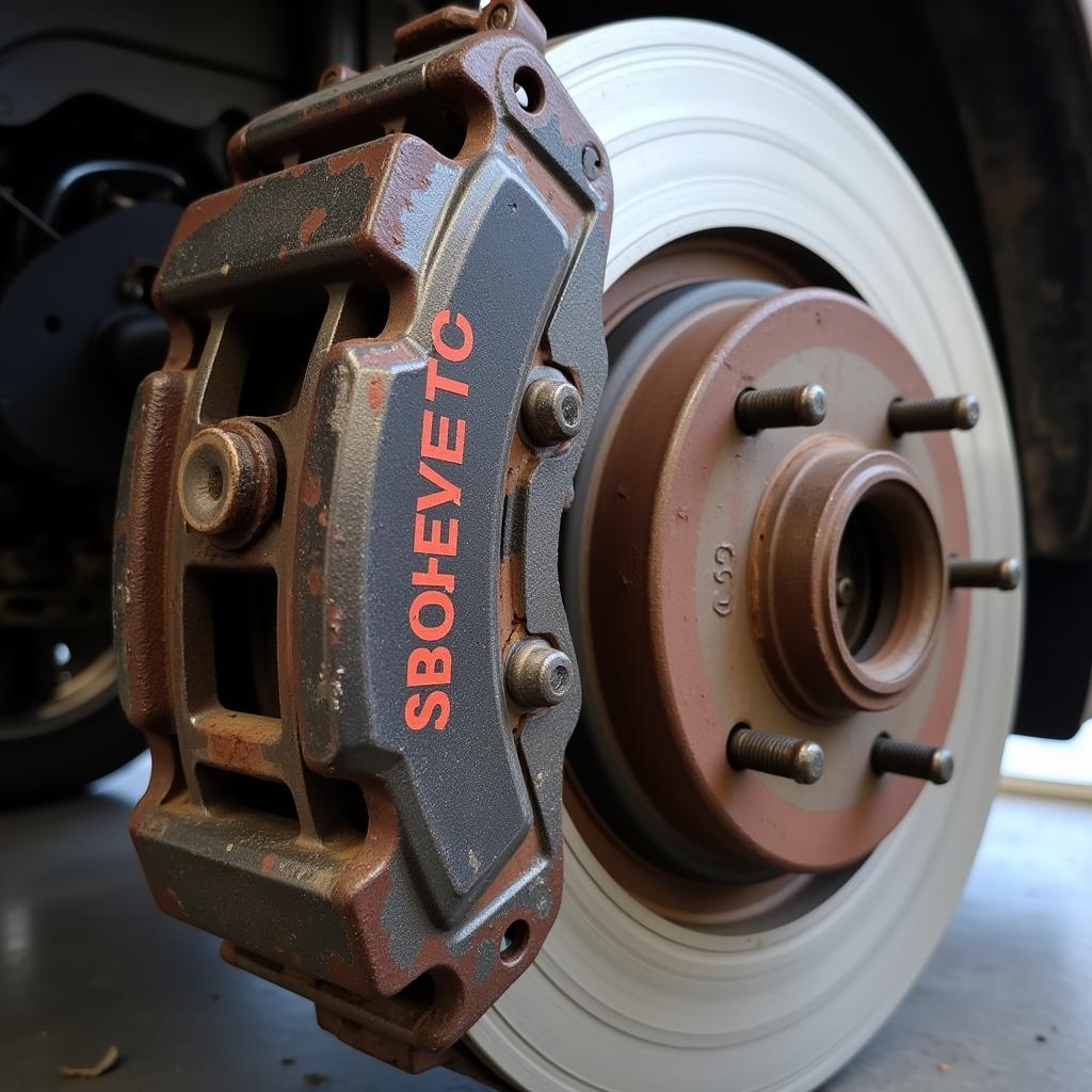 Worn Brake Pads on a Toyota Sequoia