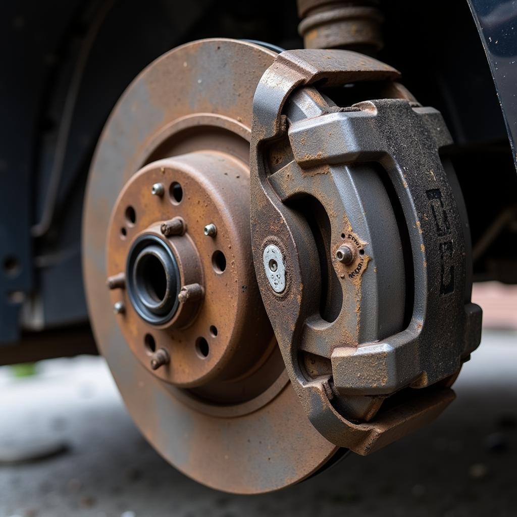 Worn Brake Pads on a VW