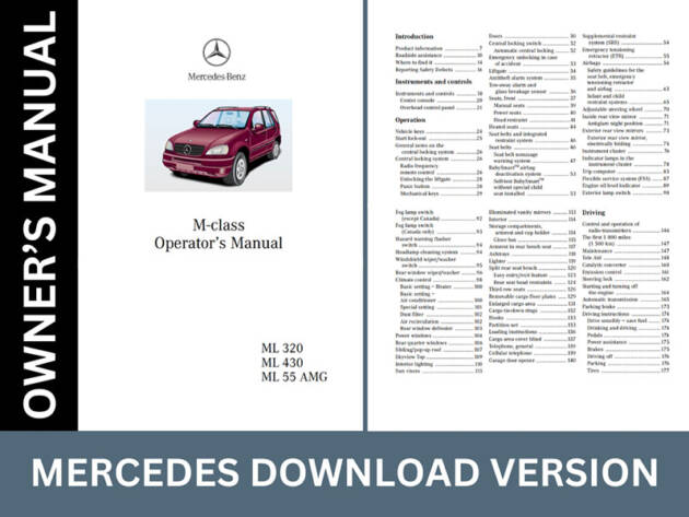 Mercedes Benz ML430 Owner's Manual [Car Model: 1998-2001]